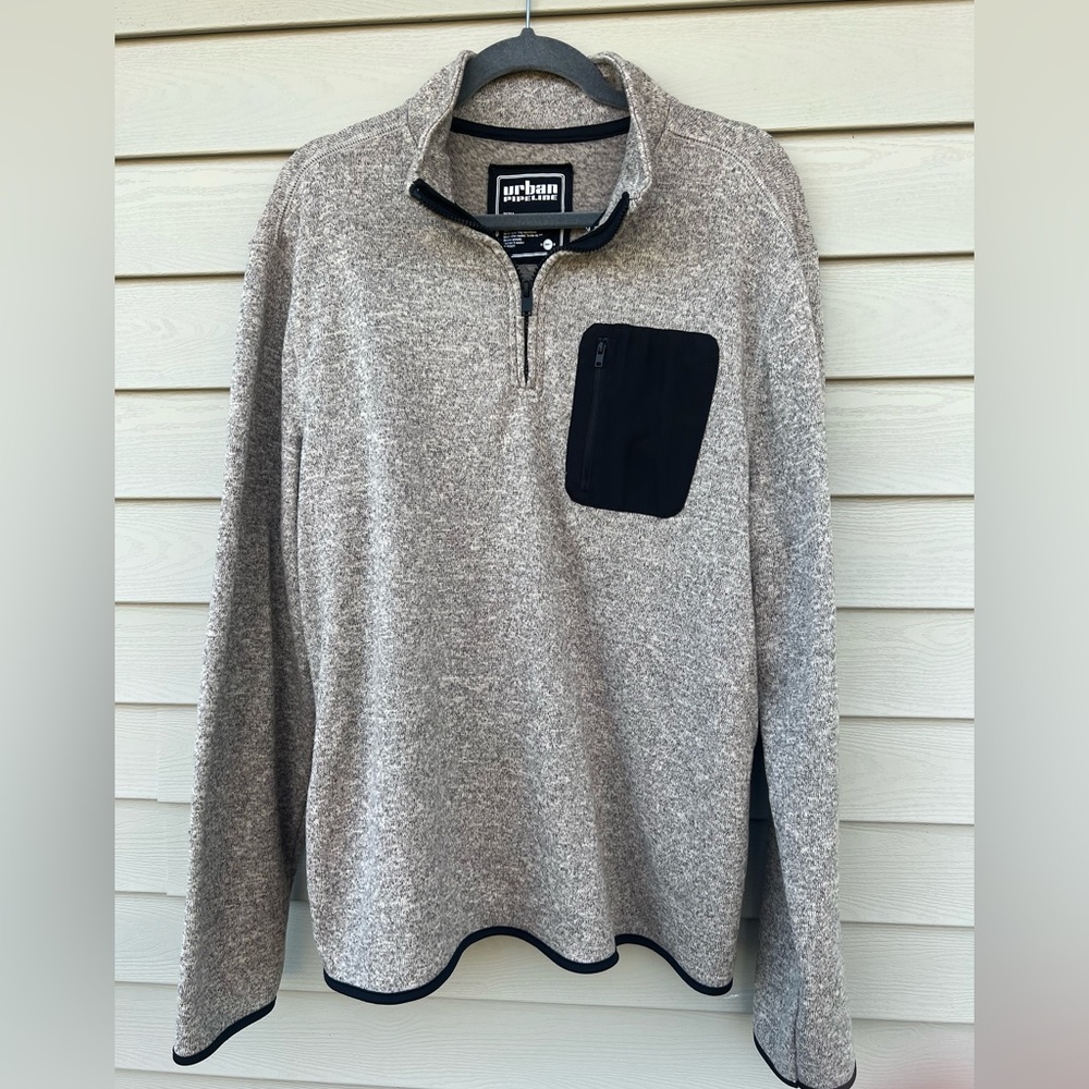 Urban Pipeline Fleece Sweater, quarter zip with Black pocket and trim XL - Men’s